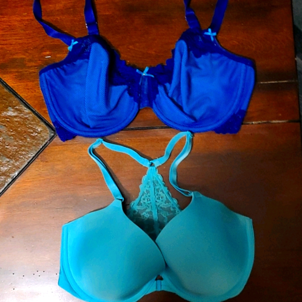 Blue lace t-shirt bras